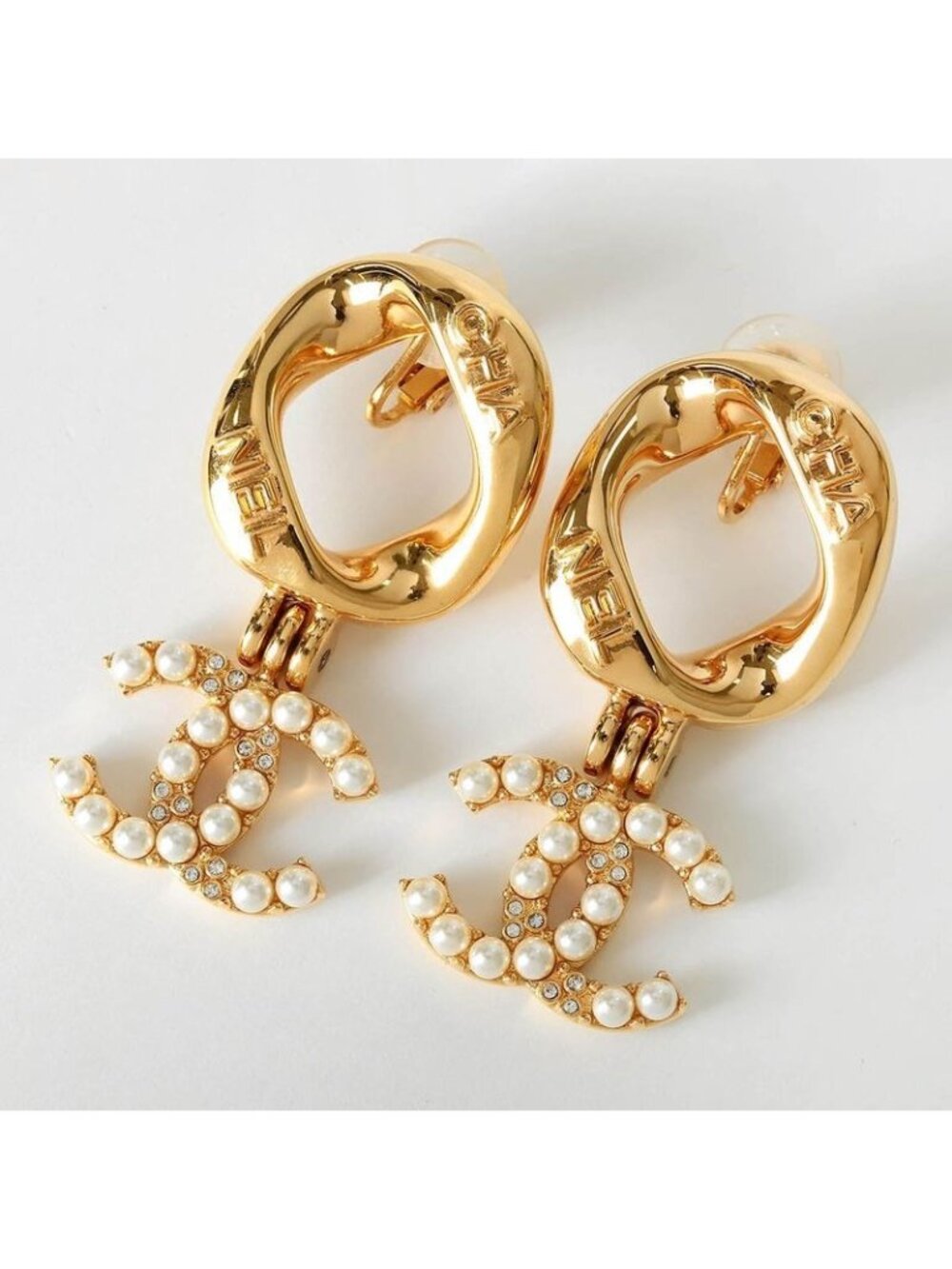 Chanel Faux Pearl Earrings